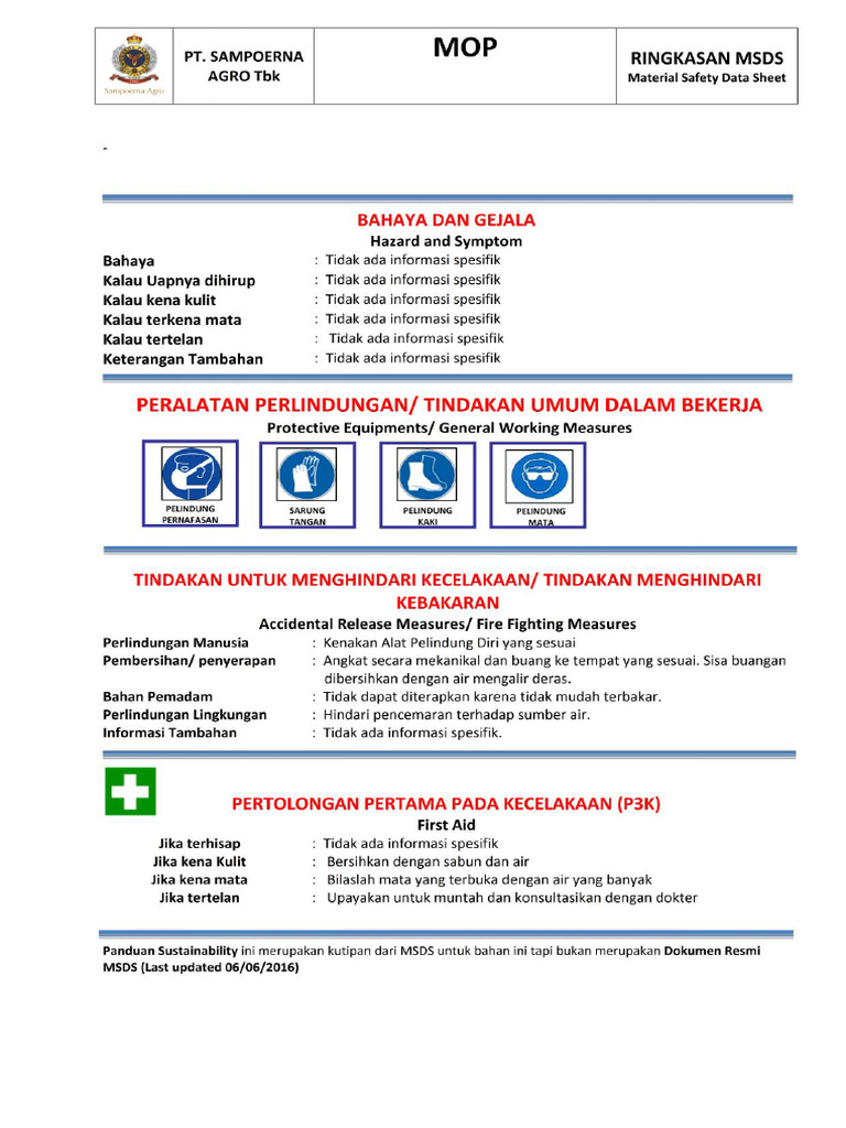 Ringkasan MSDS MOP | PDF