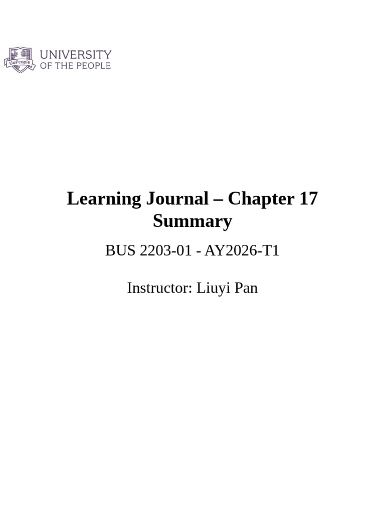 Learning Journal - Chapter 17 Summary | PDF