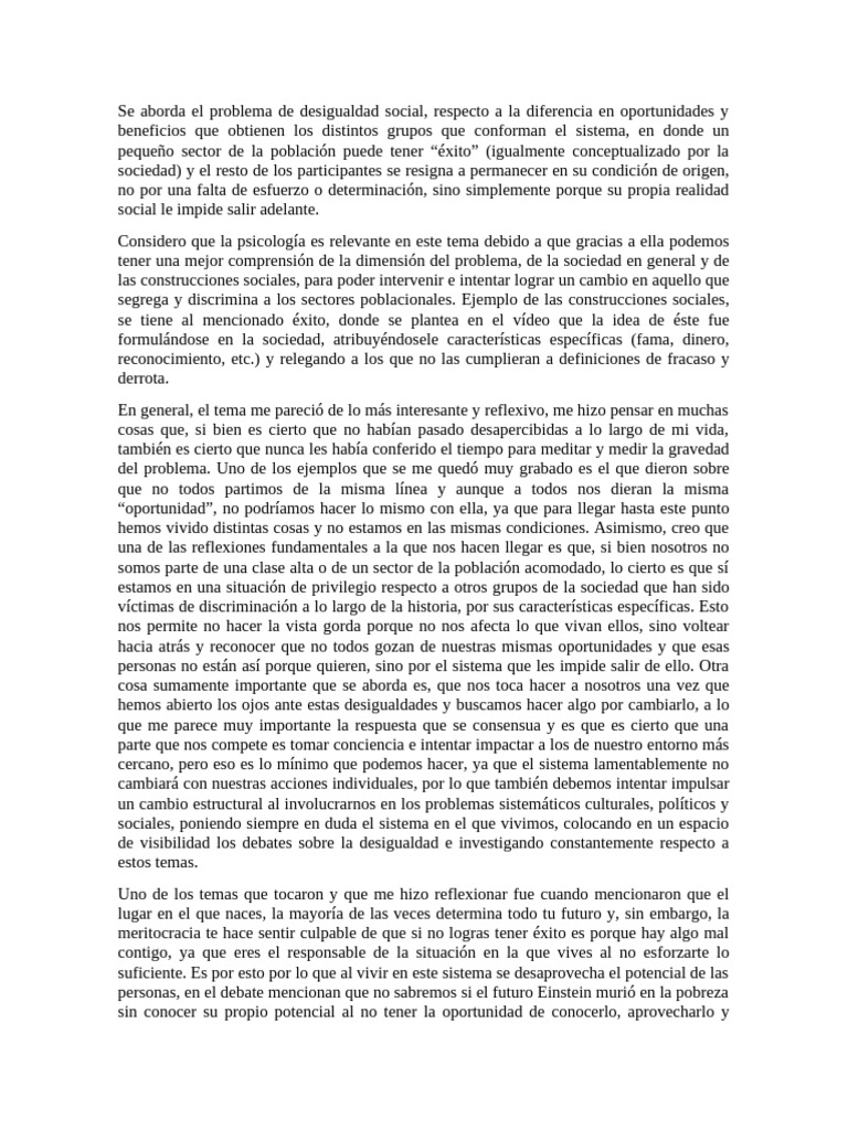 Desigualdad social y oportunidades limitadas | PDF | Desigualdad social ...
