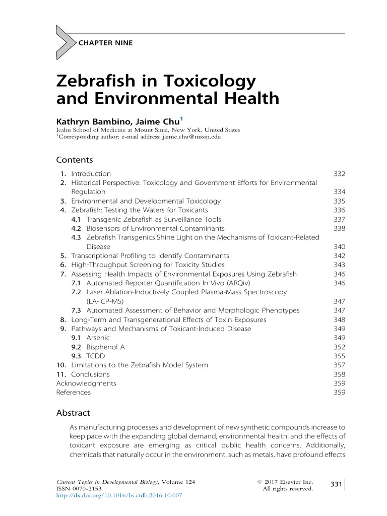 Zebrafish in Environmental Toxicology | PDF | Toxicology | Health Sciences