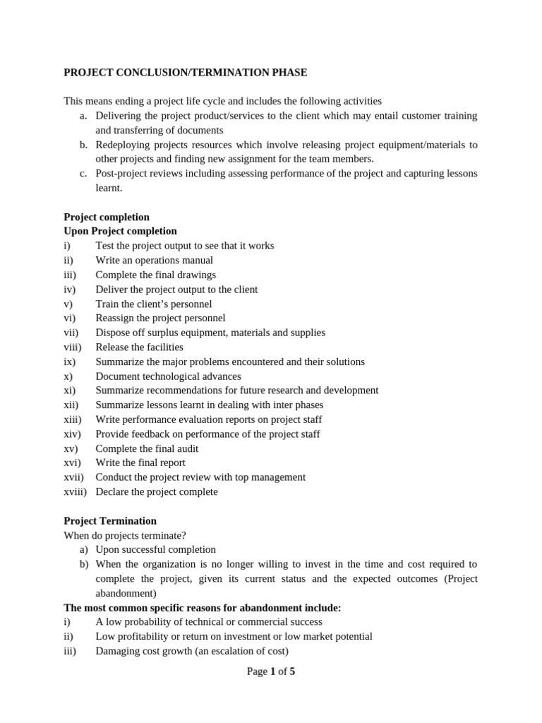 Project Conclusion and Termination Guide | PDF | Methodology | Business