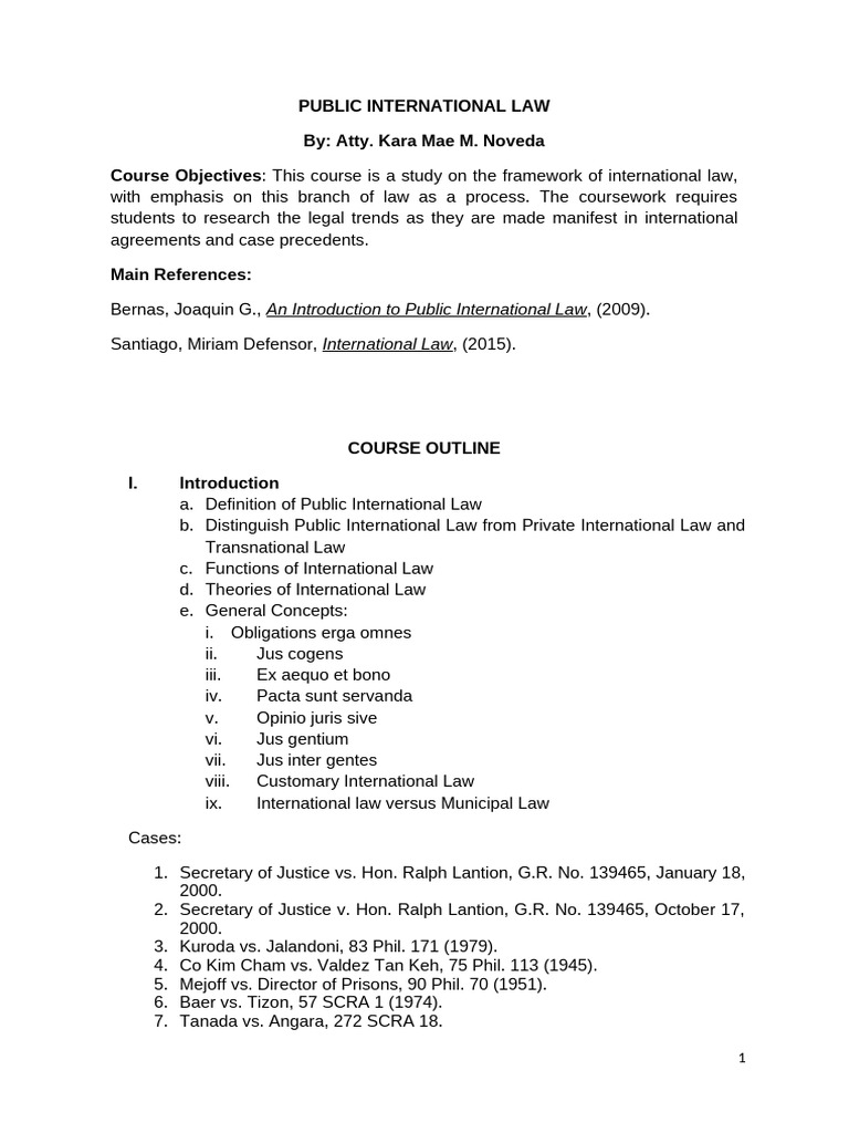Overview of Public International Law | PDF | International Law | Treaty