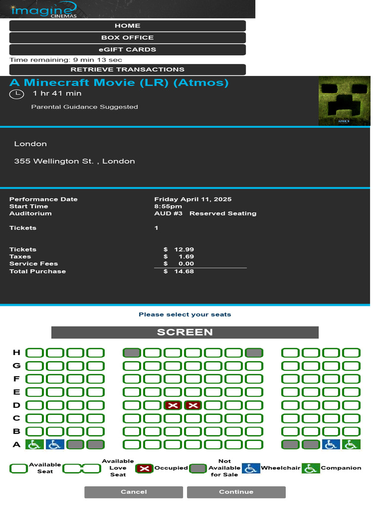 Select Seats for Minecraft Movie | PDF