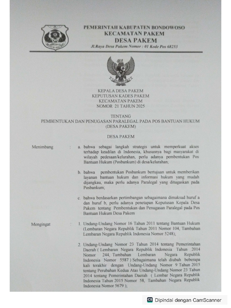SK Posbankum Desa Pakem | PDF