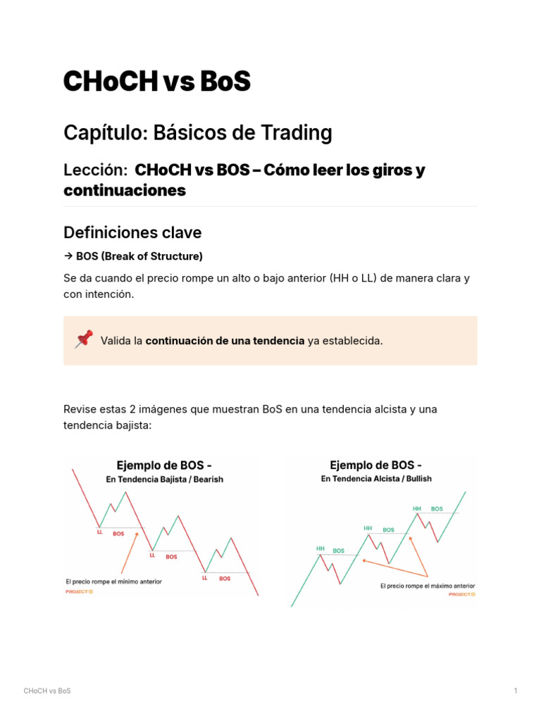 CHoCH y BoS en Trading: Guía Esencial | PDF