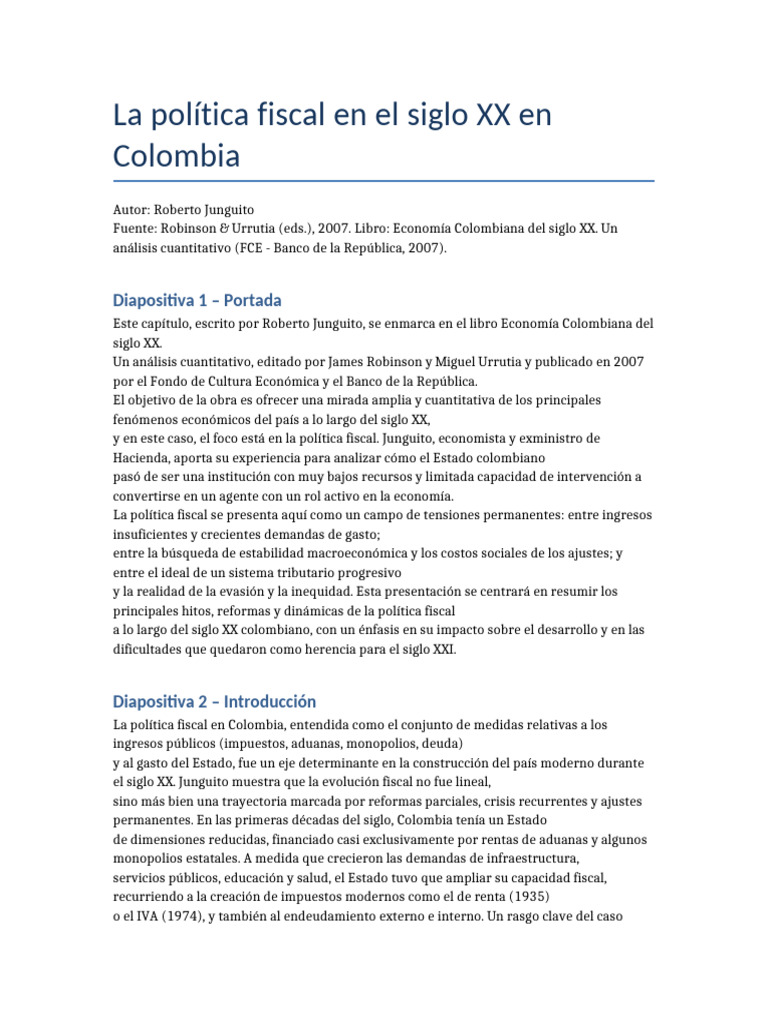 Politica Fiscal Colombia Junguito | PDF | La política fiscal | Colombia