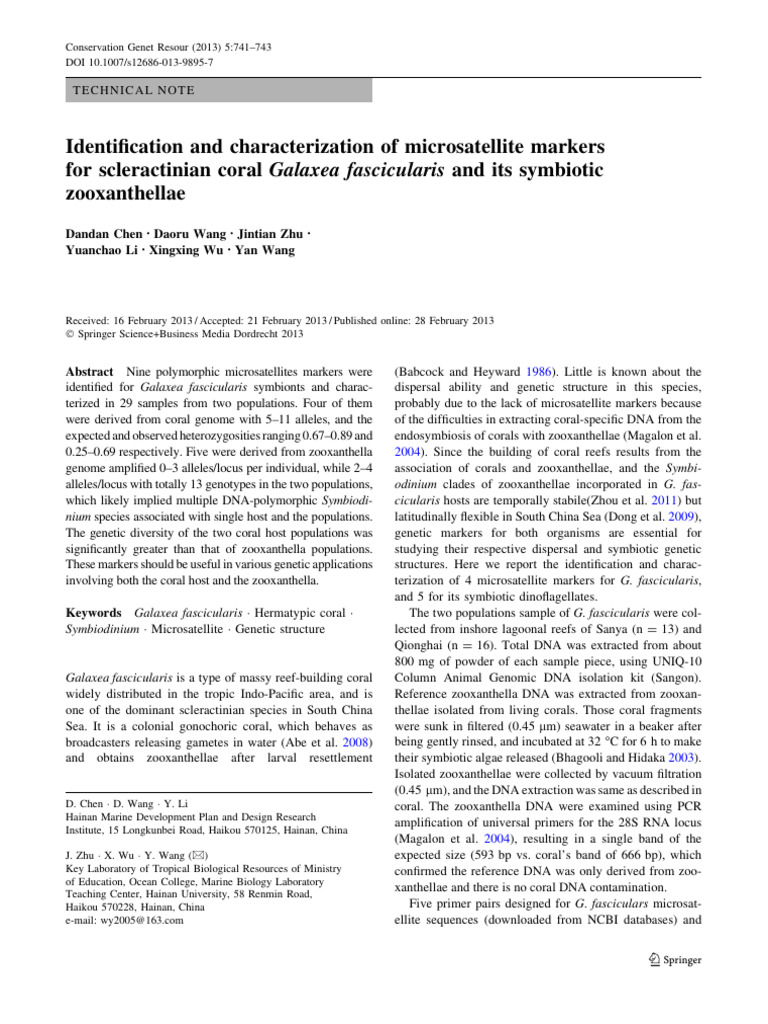 1 Identification and Characterization of Microsatellite Markers For ...
