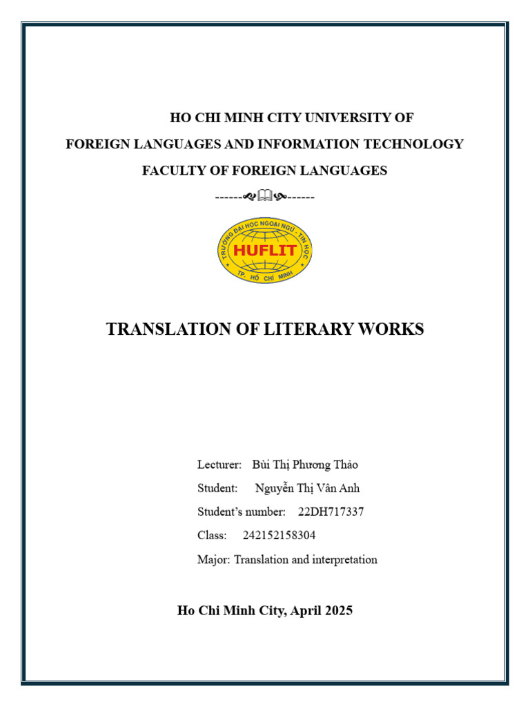 Literary Translation Project Overview | PDF