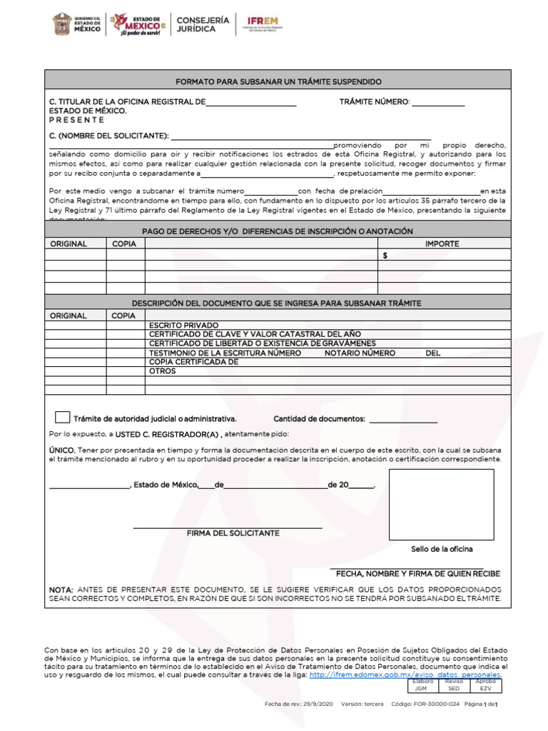 Formato para Subsanar Trámite IFREM | PDF | Justicia | Crimen y violencia
