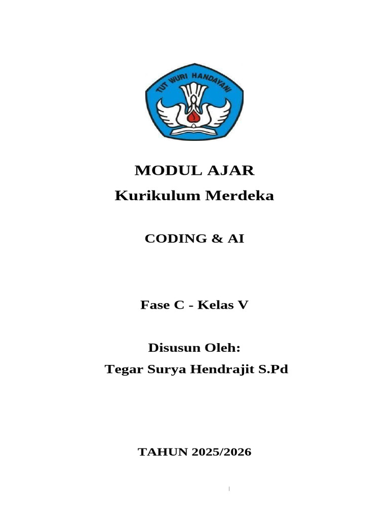 Modul Ajar Coding & AI Kelas V 2025 | PDF