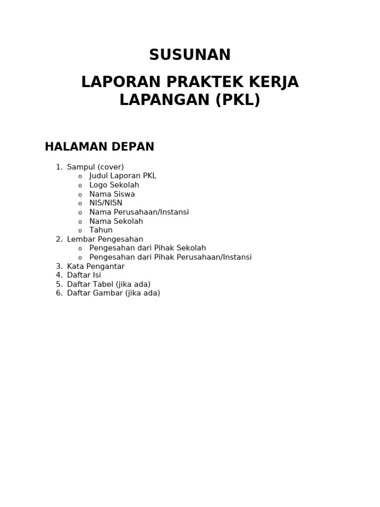 Format Laporan Pkl Pdf