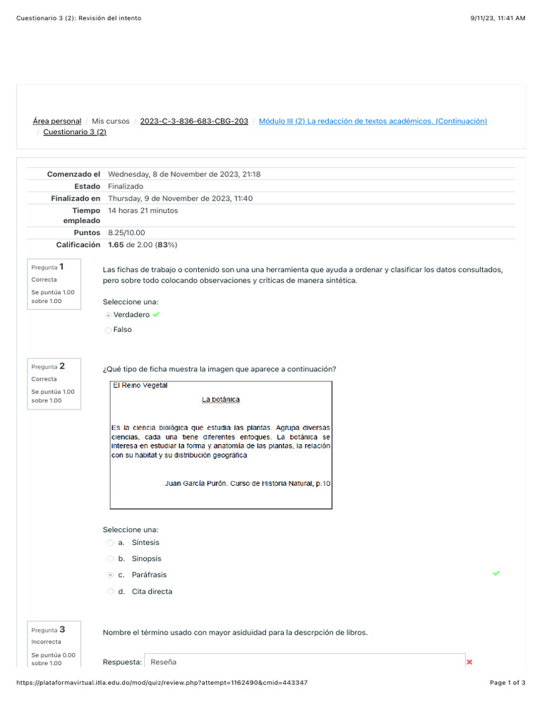 Cuestionario 3 | PDF | Información | Cuestionario