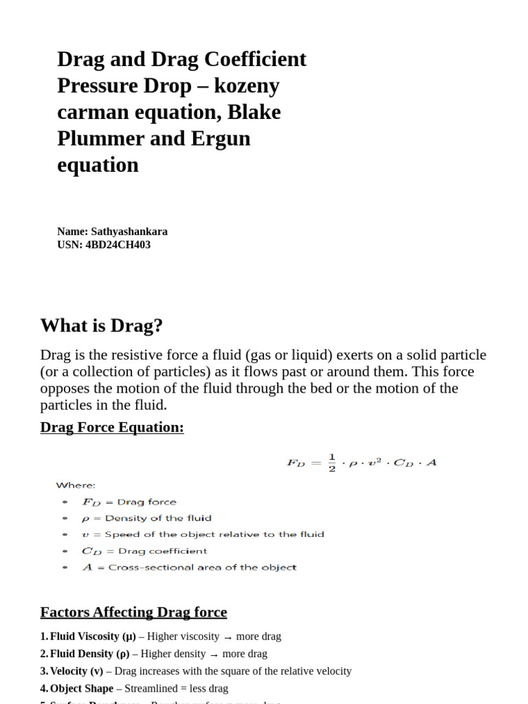 Presented by Sathya | PDF | Drag (Physics) | Fluid Dynamics