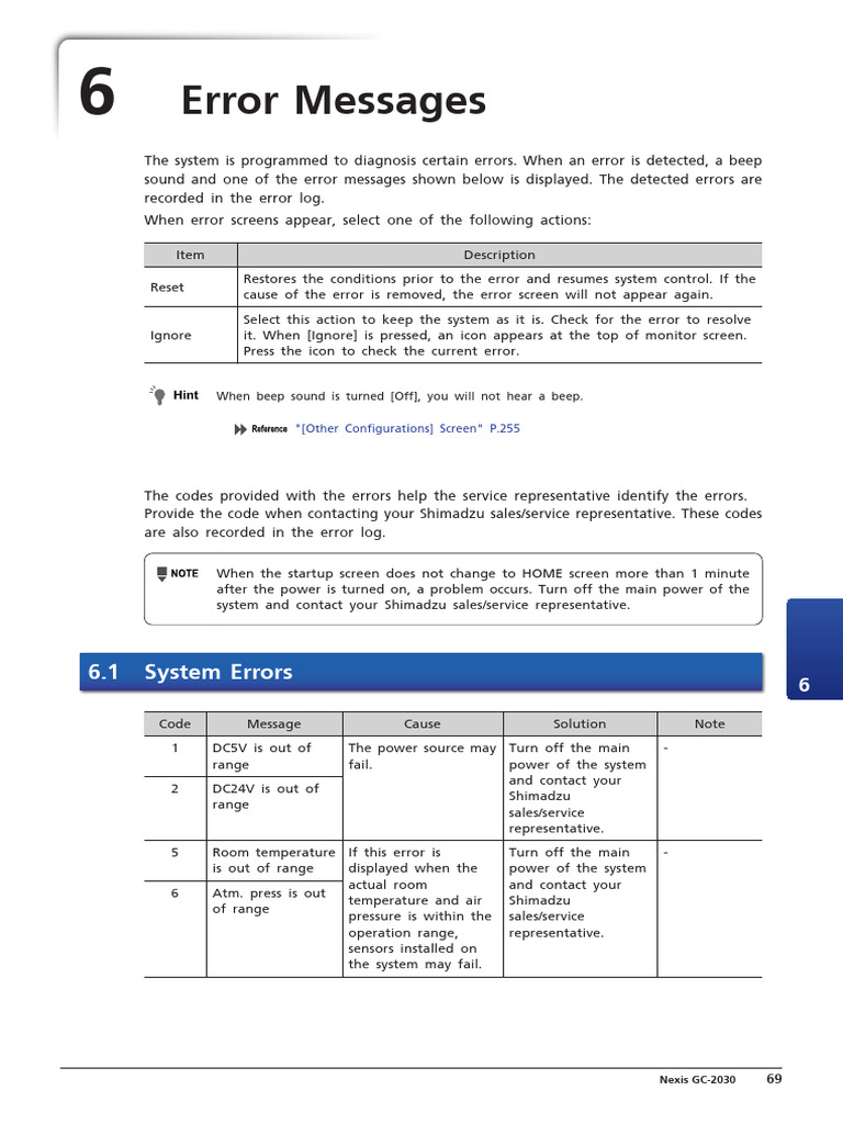 Shimadzu GC-2030 Error Codes Guide | PDF | Relay | Gases