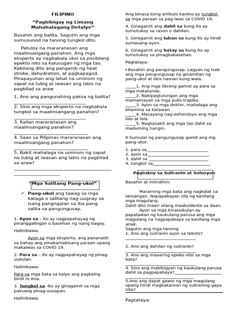 Q2 W6 Filipino | PDF