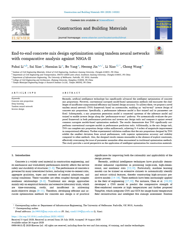 End-To-End Concrete Mix Design Optimization Using Tandem Neural ...