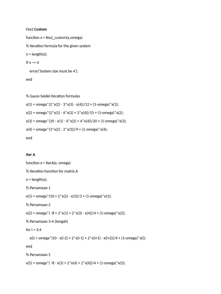 Gauss-Seidel Iteration Methods in MATLAB | PDF | Mathematics Of ...