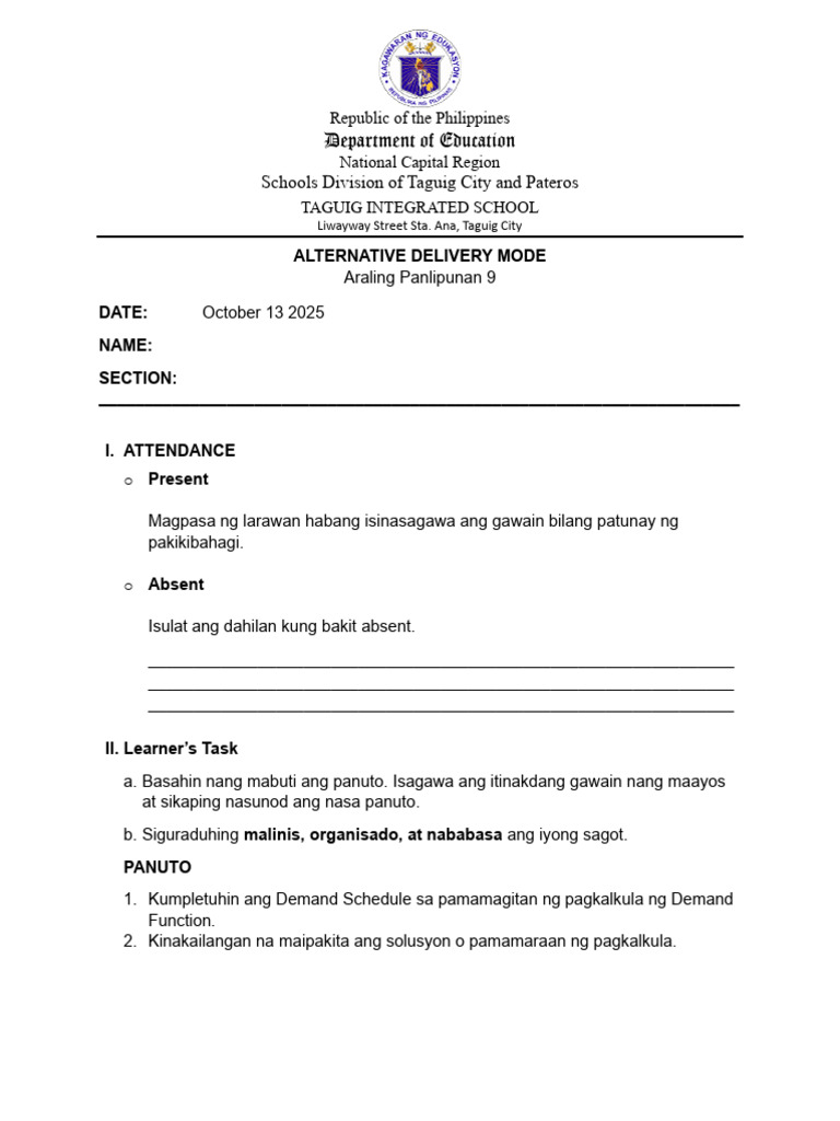 Adm Demand Schedule | PDF