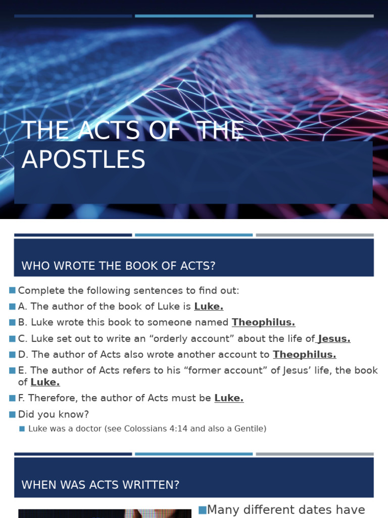 Author and Themes of Acts Explained | PDF | Acts Of The Apostles | Paul ...