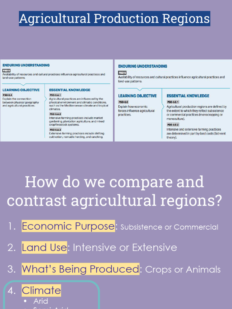 5.1 & 5.6 Agricultural Regions Slides | PDF | Agriculture | Livestock