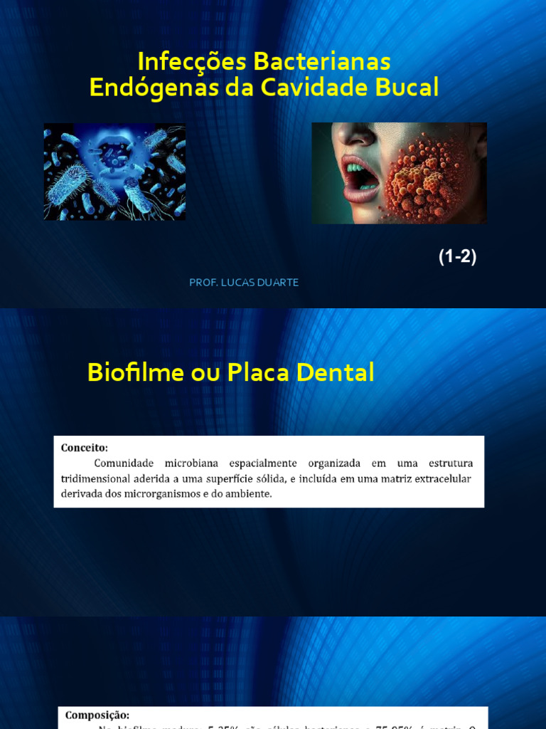 Infecções Bacterianas Endógenas Da Cavidade Bucal | PDF | Saliva | Boca