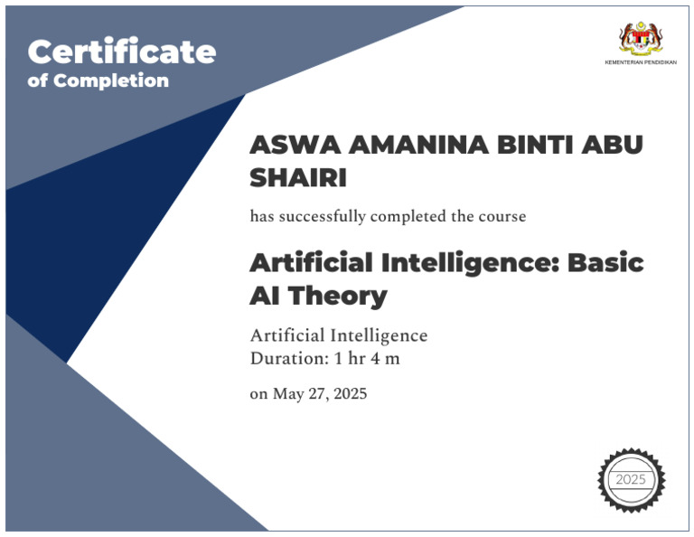 AI Course Completion Certificate | PDF