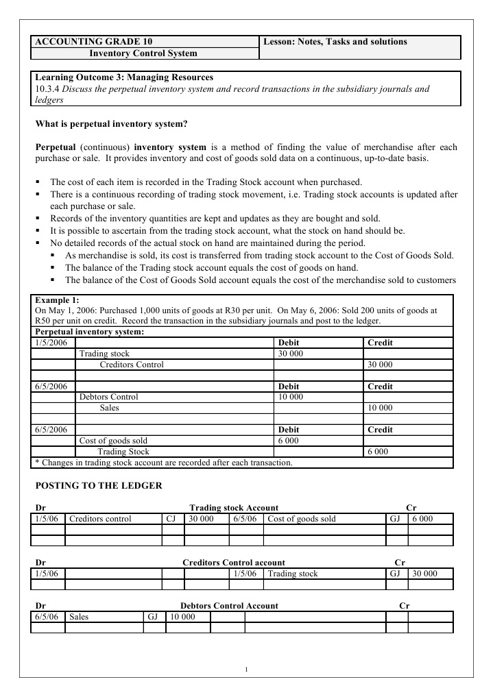Accounting Grade 10 Lesson and Tasks PDF Debits And Credits