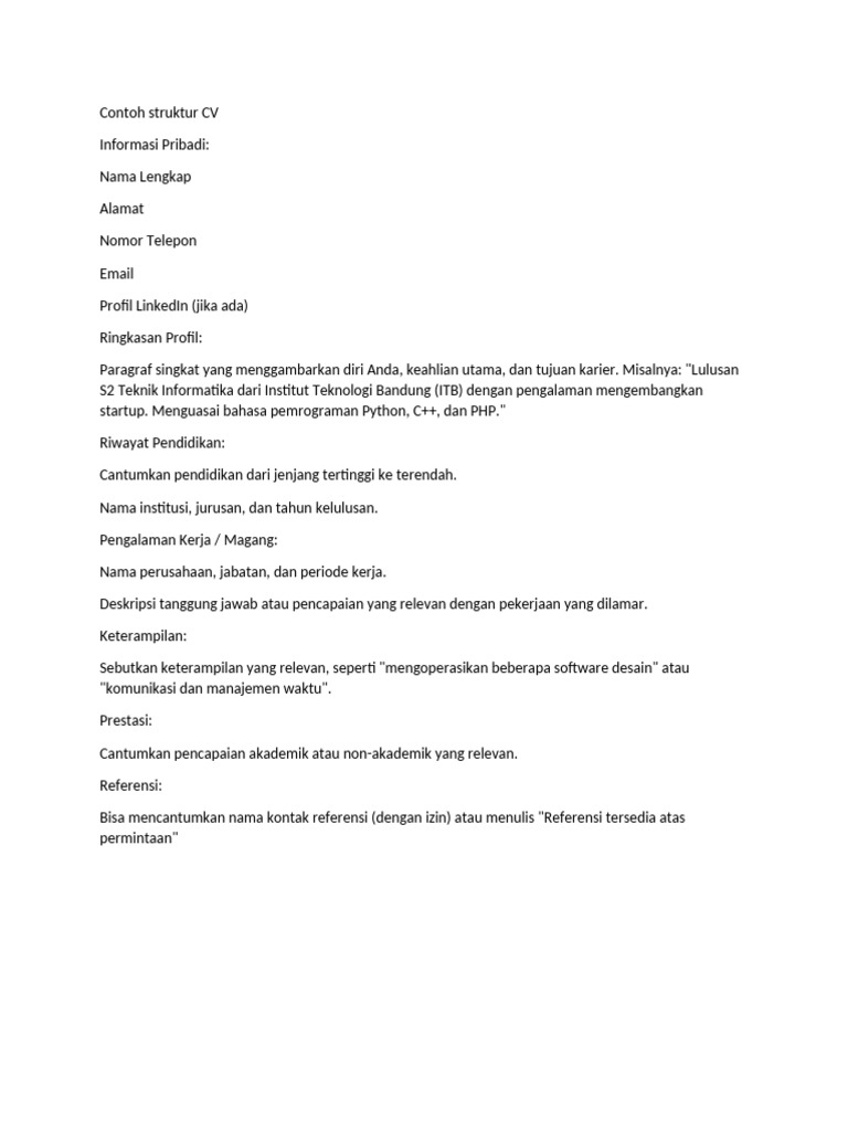 Struktur CV Profesional yang Efektif | PDF