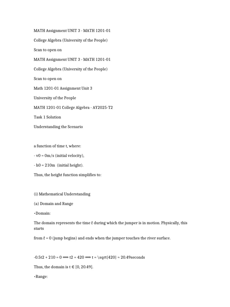 College Algebra Unit 3 Assignment Guide | PDF | Slope | Function ...