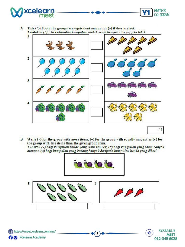 Exercise Math Year 1 | PDF