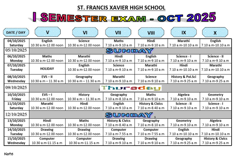 2025 Terminal Examination Schedule | PDF | Mathematics