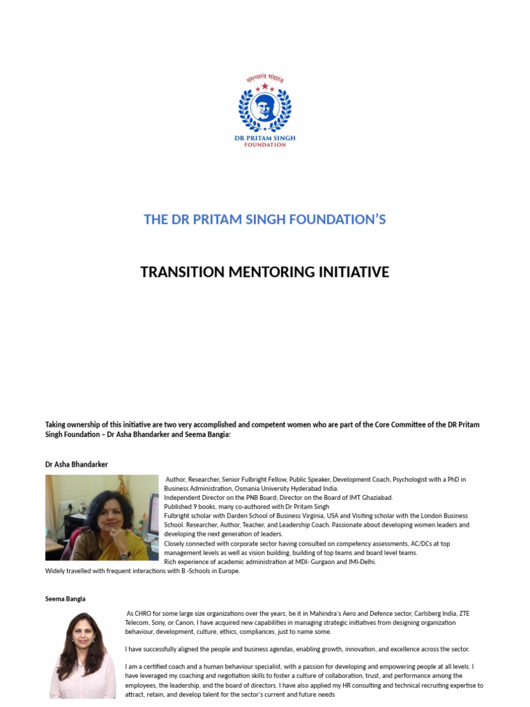 Transition Mentoring for Young Professionals | PDF | Mentorship | Human ...