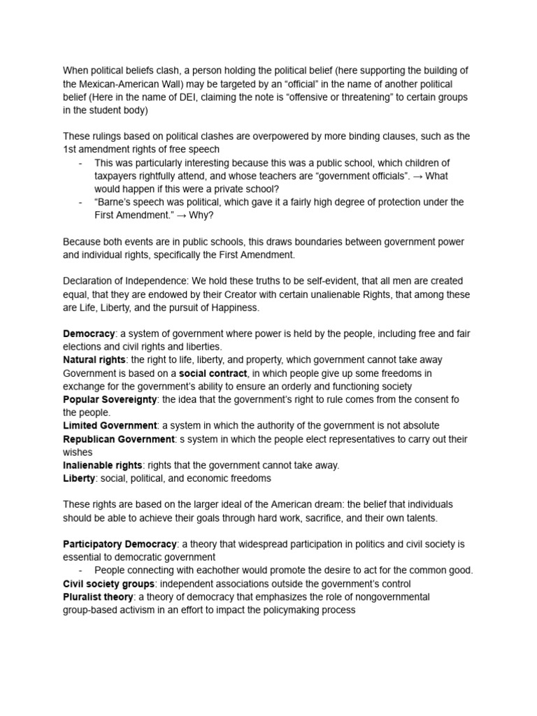 AP Gov HW Notes | PDF | Democracy | Political Ideologies