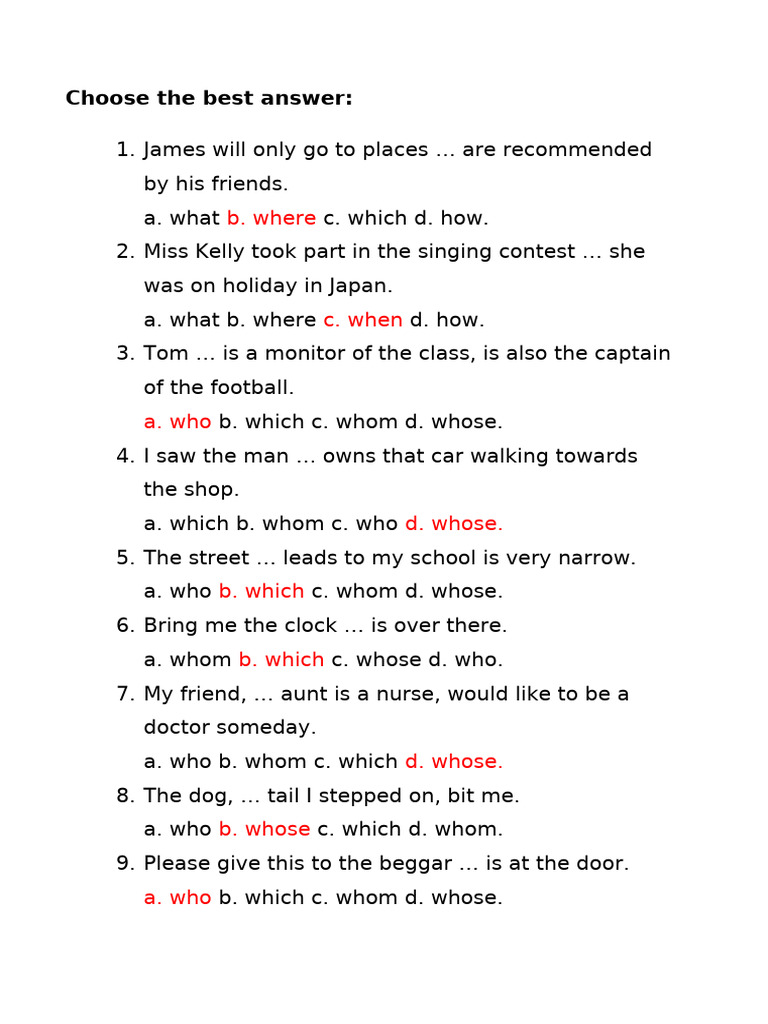 English Grammar: Relative Clauses Quiz | PDF