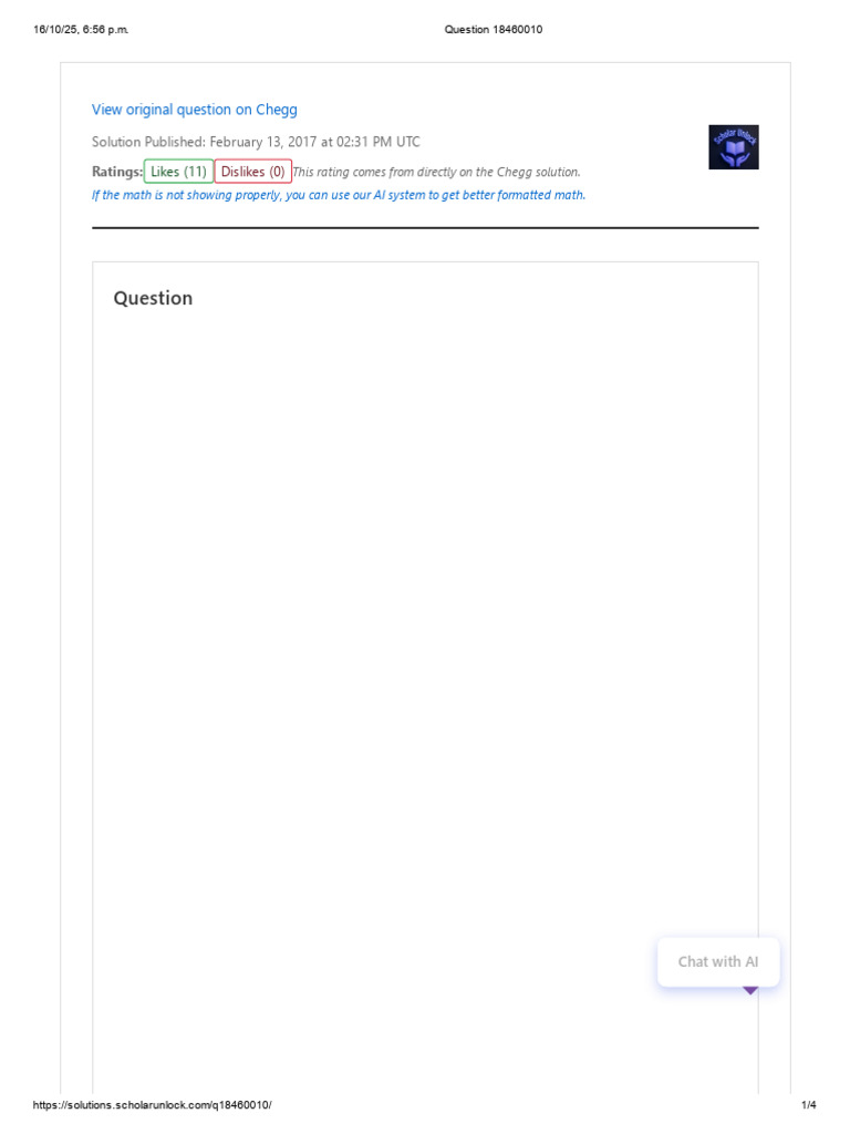 Chegg Solution for Question 18460010 | PDF