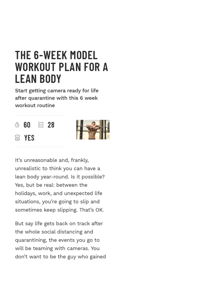 6-Week Lean Body Workout Plan | PDF | Kettlebell | Strength Training