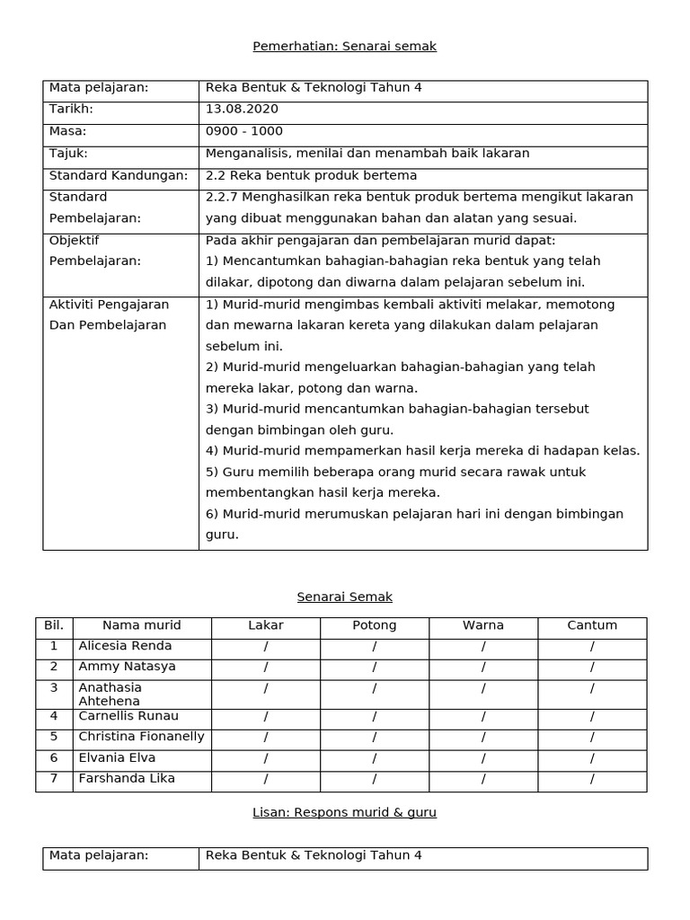 Contoh Instrumen RBT | PDF