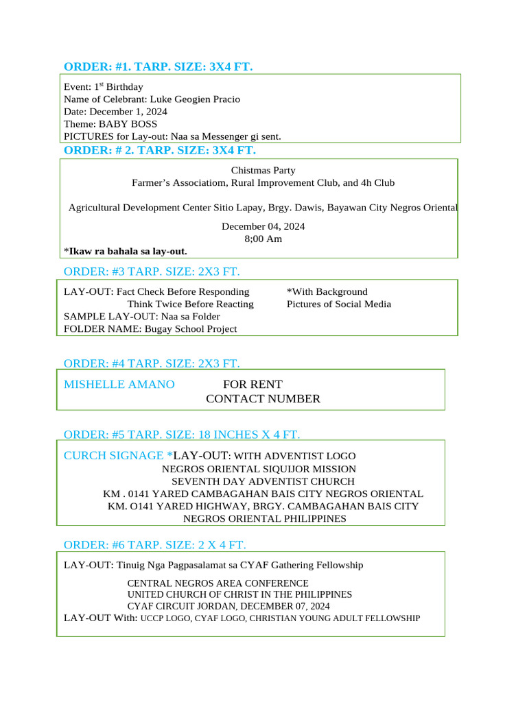 Order Tarp | PDF