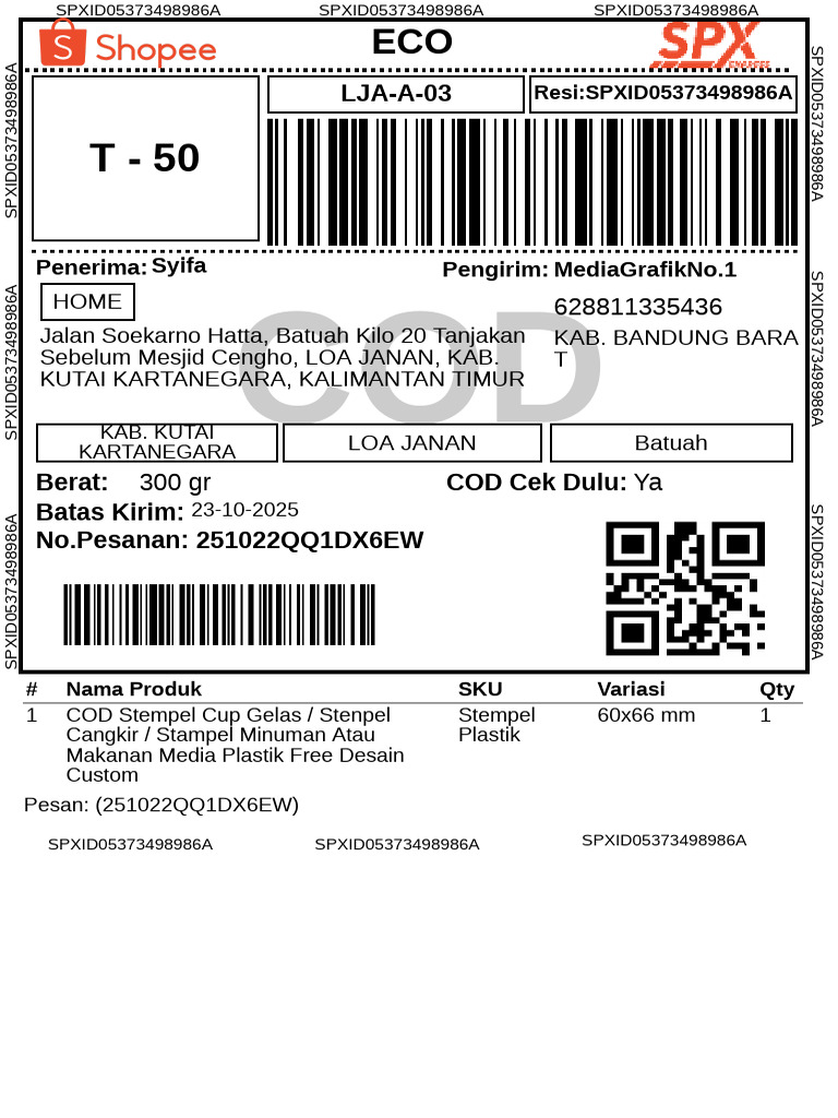 Resi Pengiriman COD Stempel 300gr | PDF