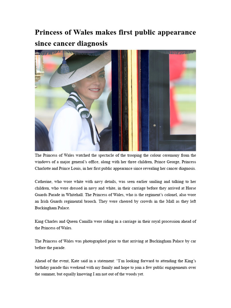Princess of Wales Makes First Public Appearance Since Cancer Diagnosis ...