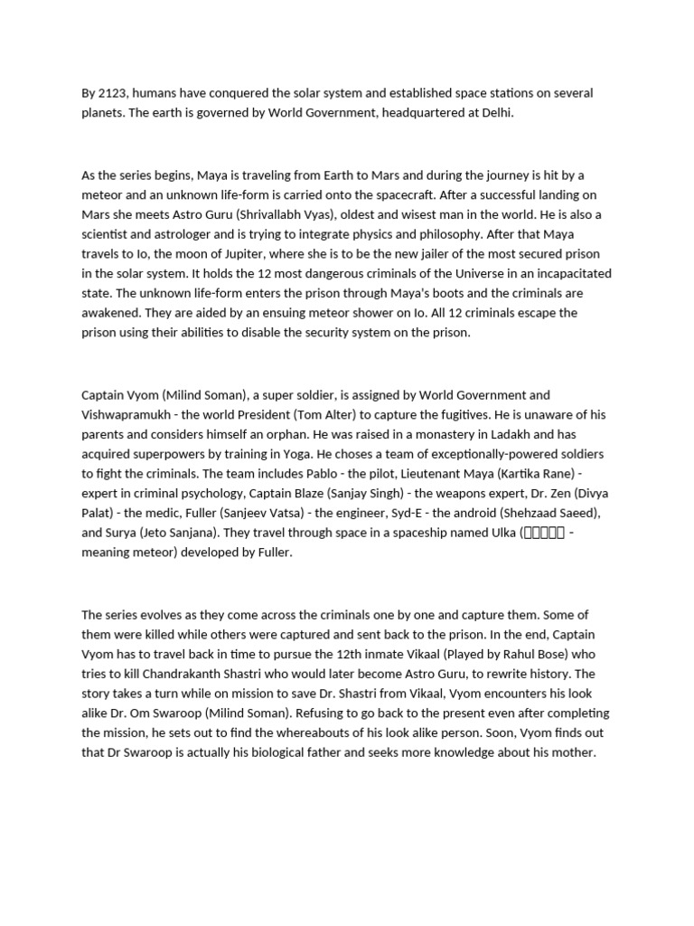 Caption Vyom | PDF | Science Fiction Television Series | Television Series