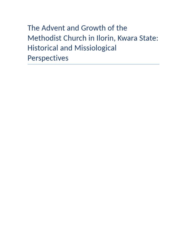 Methodist Church Growth in Ilorin, Nigeria | PDF | Christian Mission ...