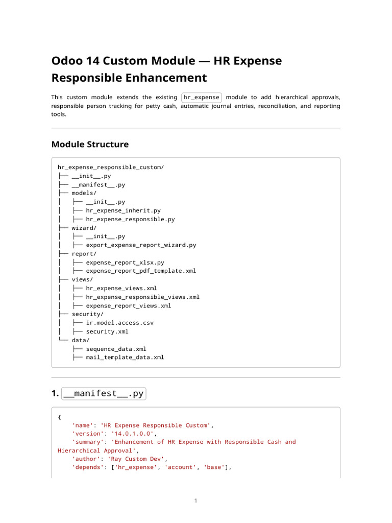 Odoo14 HR Expense Responsible Custom | PDF | Software | Computing