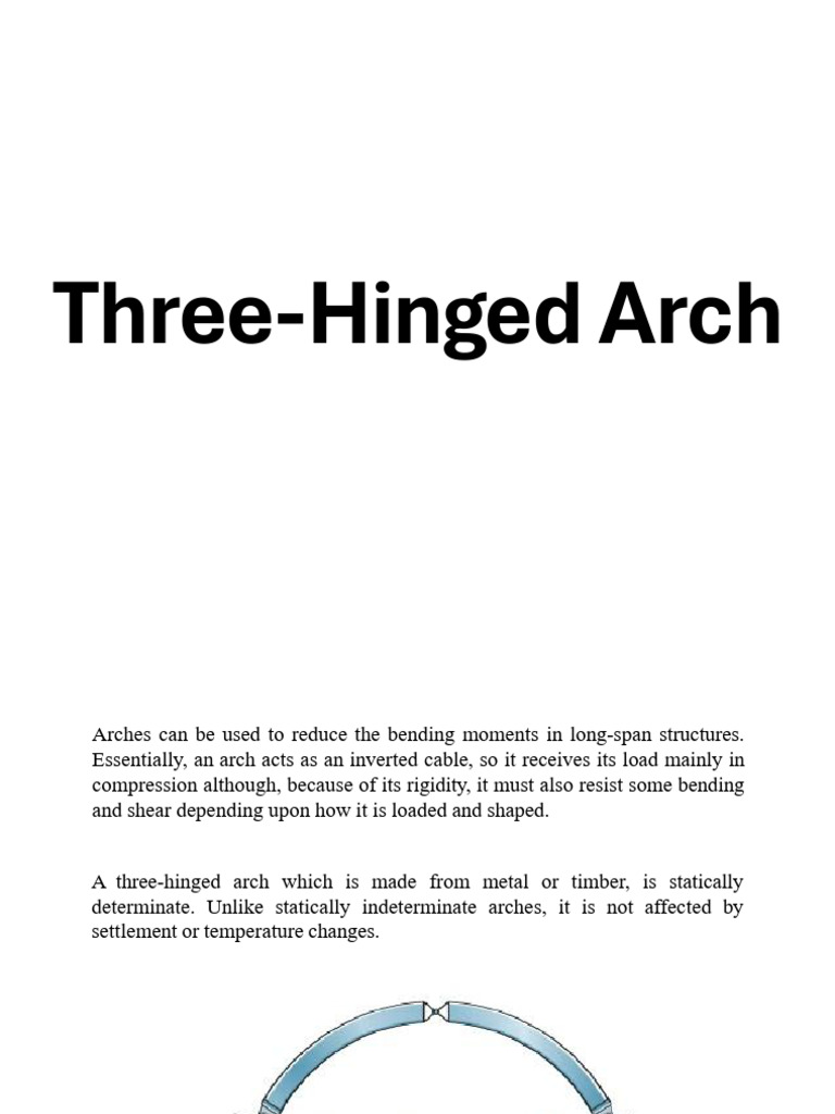 Three-Hinged Arch Structural Analysis | PDF | Bending | Continuum Mechanics