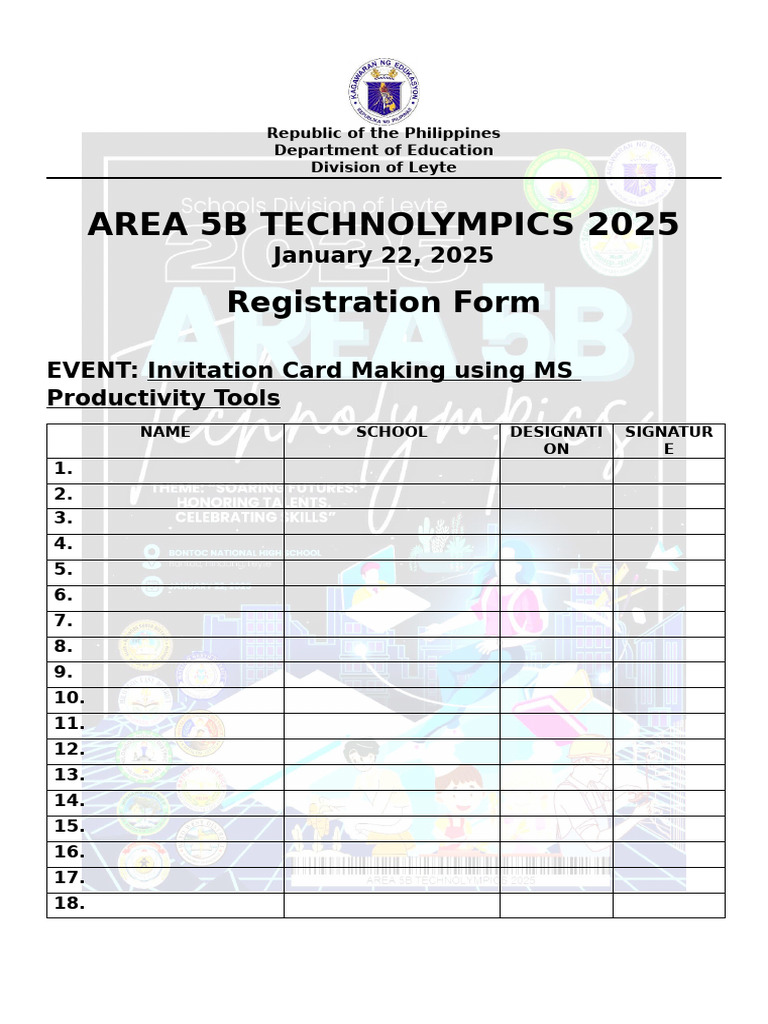 Leyte TechnoOlympics 2025 Registration | PDF | Cooking | Chess Openings