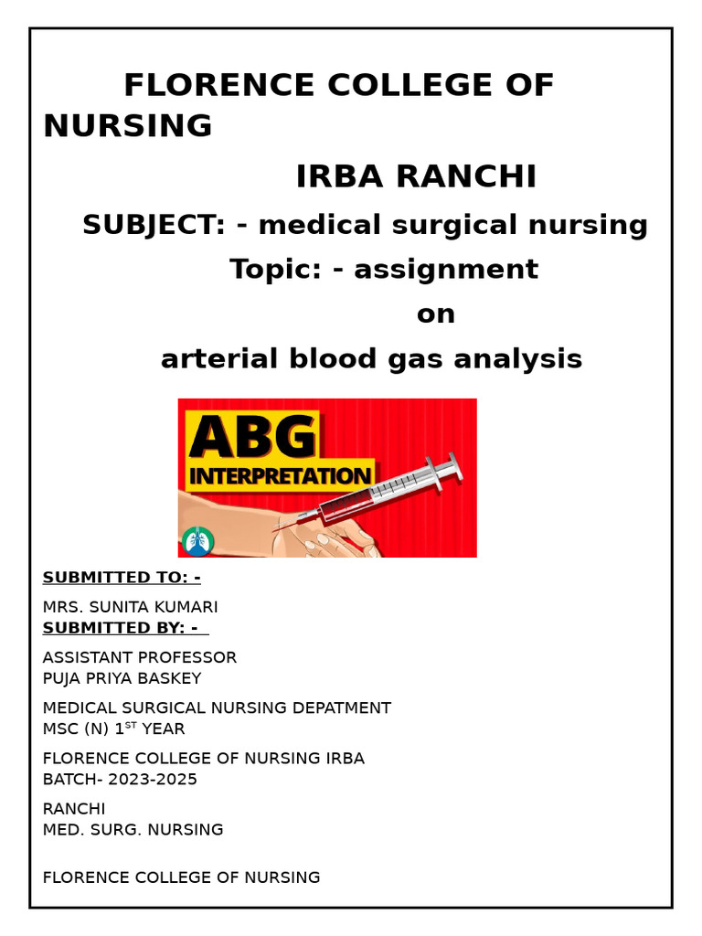 Arterial Blood Gas Analysis Guide | PDF | Physiology | Clinical Medicine