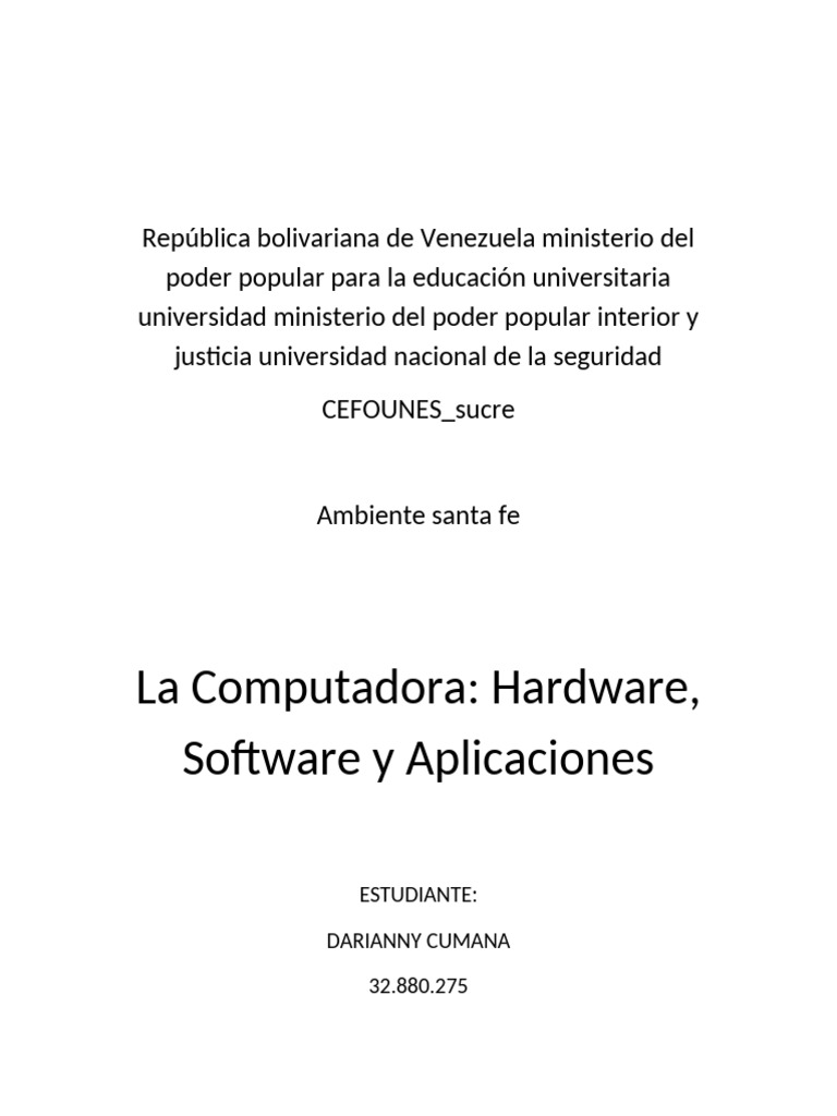 Hardware y Software de Computadoras | PDF | Hardware de la computadora ...