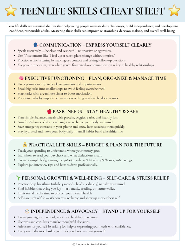 Essential Life Skills for Teens Guide | PDF | Adolescence | Well Being