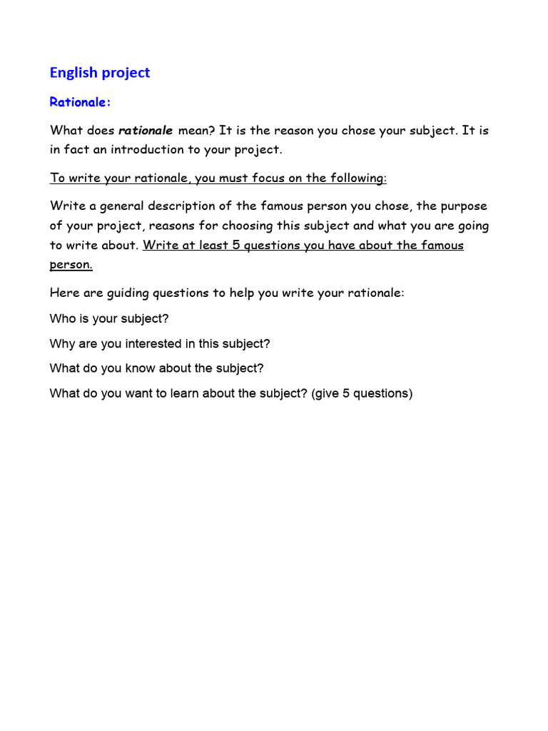 Crafting a Project Rationale Guide | PDF