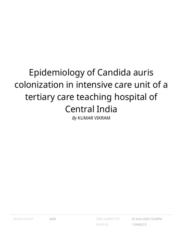 Candida auris in ICU: Central India Study | PDF | Medical Specialties ...